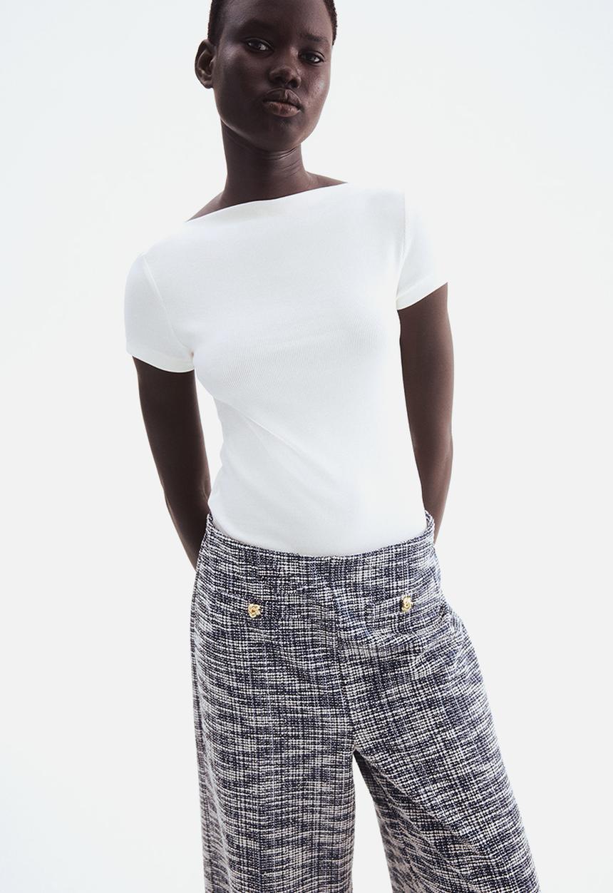 H&M - Wide trousers - navy blue marl