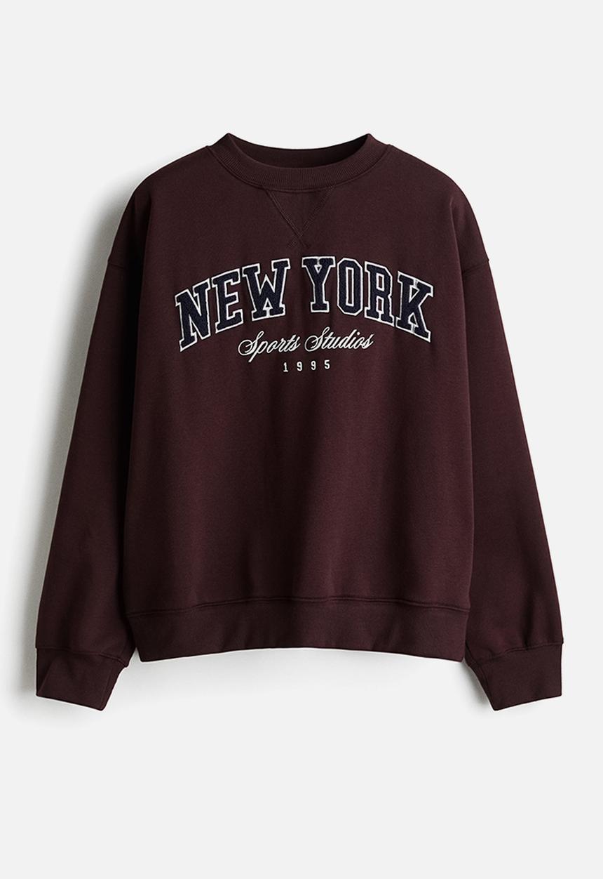H&M - Text-motif sweatshirt - burgundy new york
