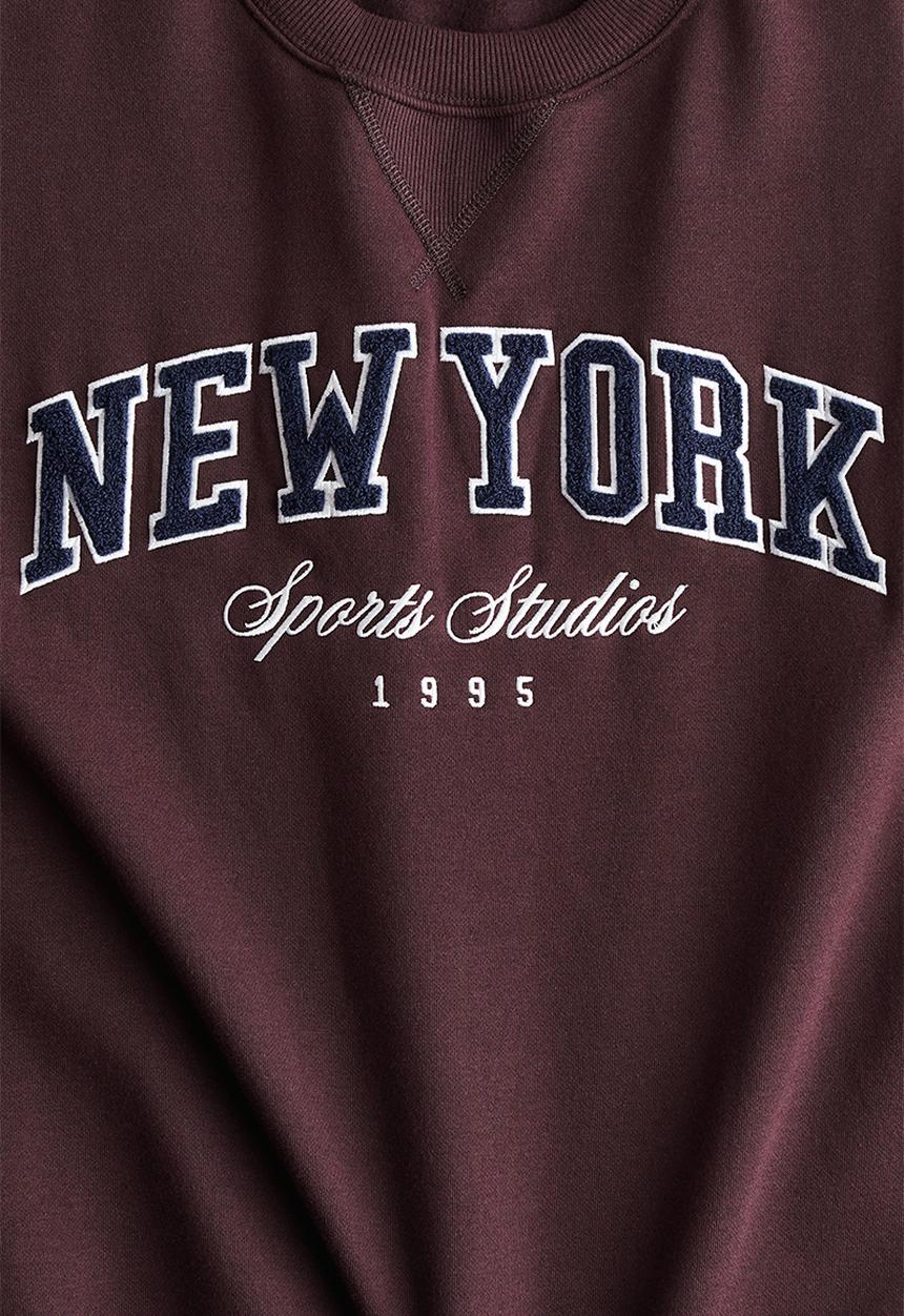 H&M - Text-motif sweatshirt - burgundy new york