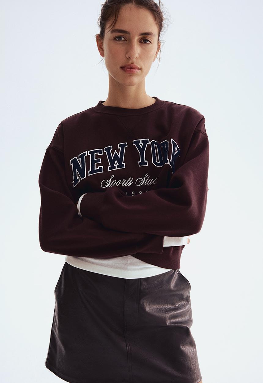 H&M - Text-motif sweatshirt - burgundy new york