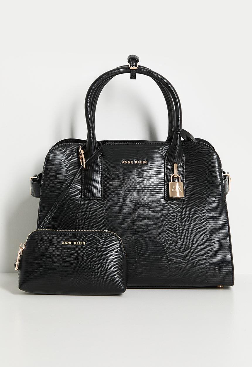 Anne Klein - Exclusive Small Curved Satchel With Detachable Strap Bag-Black