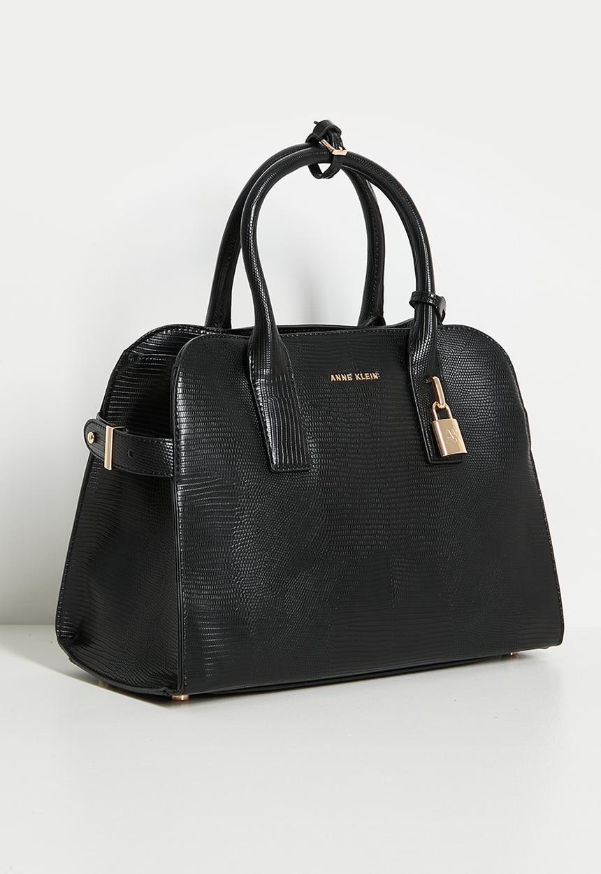 Anne Klein - Exclusive Small Curved Satchel With Detachable Strap Bag-Black