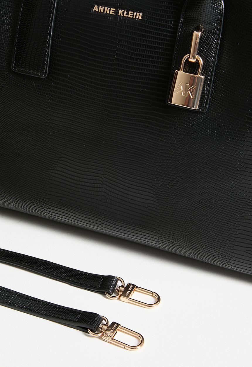 Anne Klein - Exclusive Small Curved Satchel With Detachable Strap Bag-Black