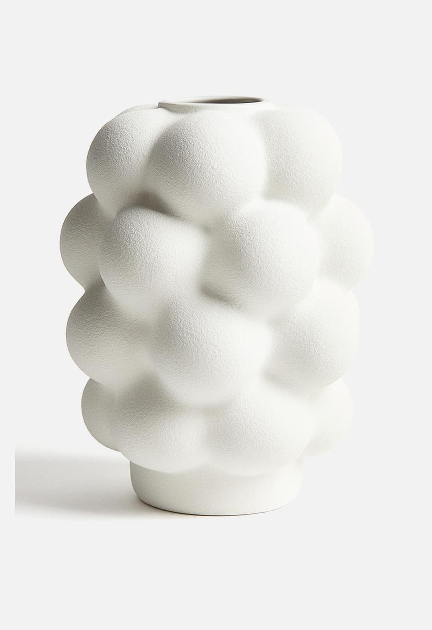 H&M - Large bubbly stoneware vase - white