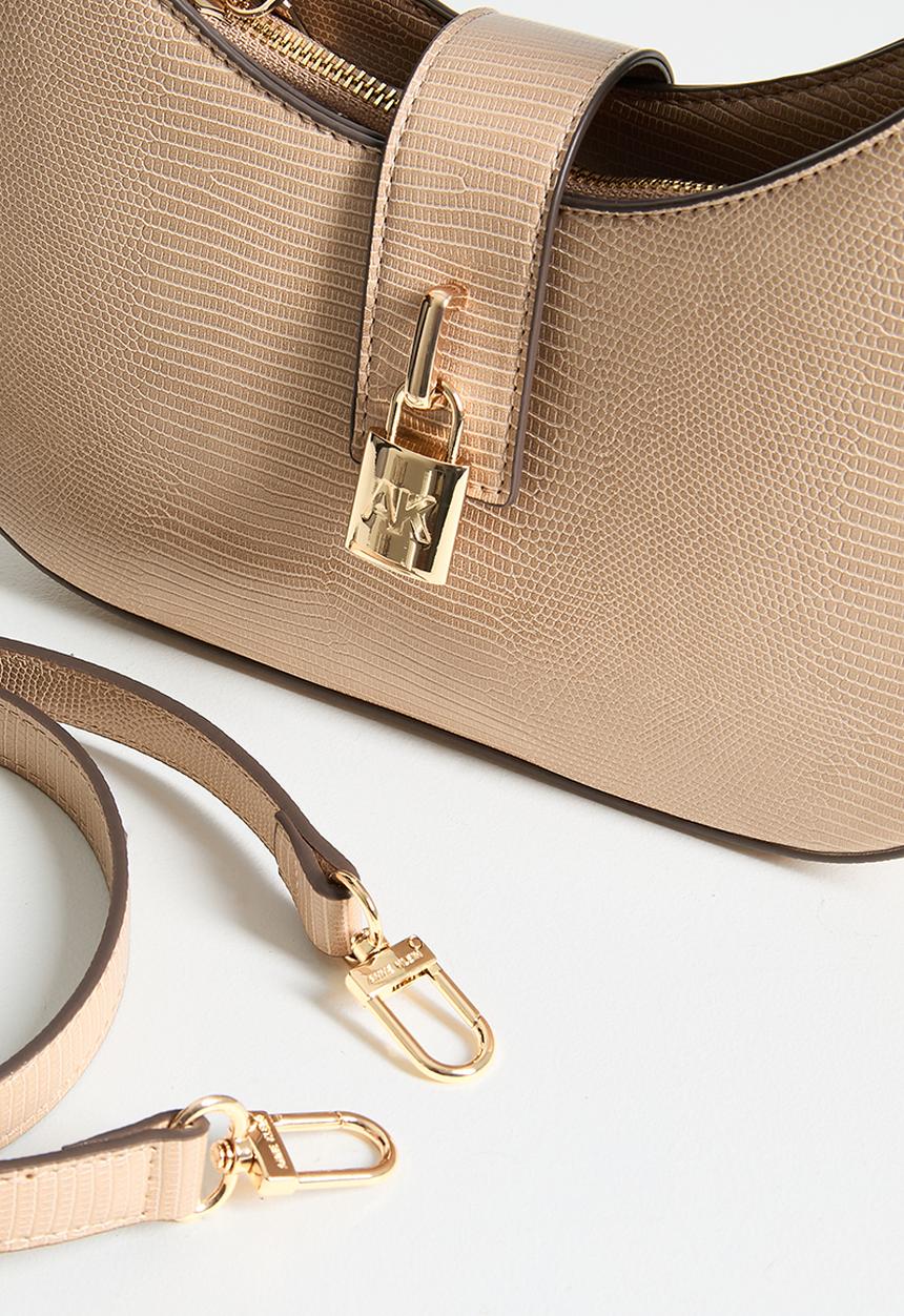 Anne Klein - Exclusive Small Curved Shoulder Bag With Detachable Strap-Mocha