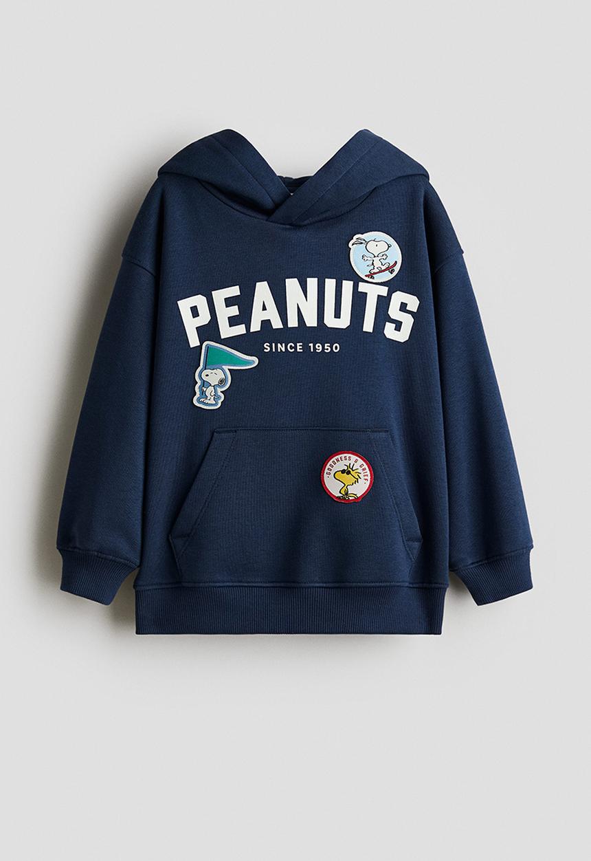 H&M - Printed hoodie - navy blue snoopy