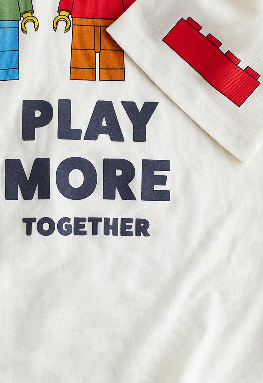 H&M - Oversized printed T-shirt - cream lego