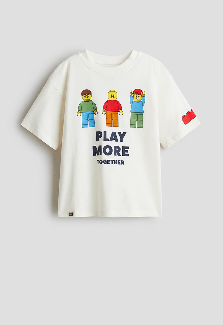 H&M - Oversized printed T-shirt - cream lego