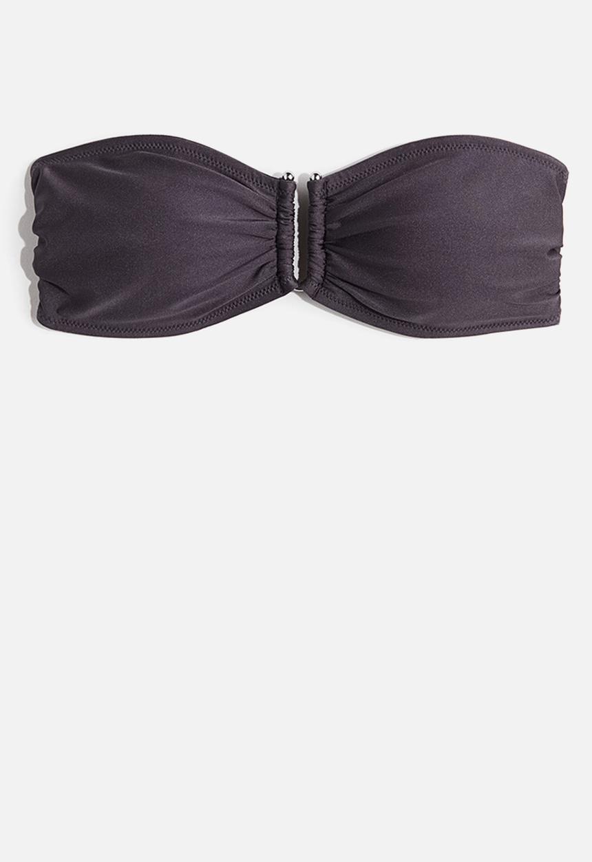 H&M - Padded bandeau bikini top - dark grey