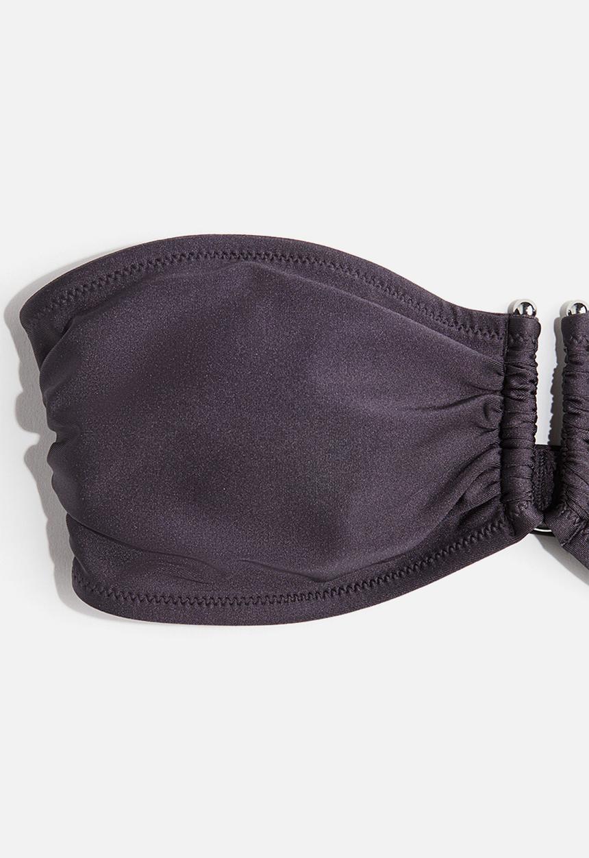 H&M - Padded bandeau bikini top - dark grey