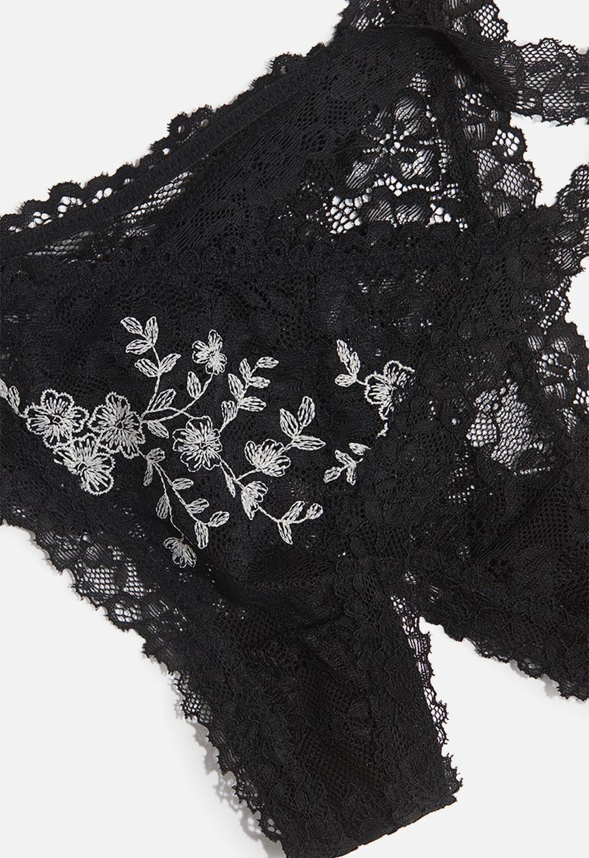 H&M - 2 pack lace tanga thong briefs - black