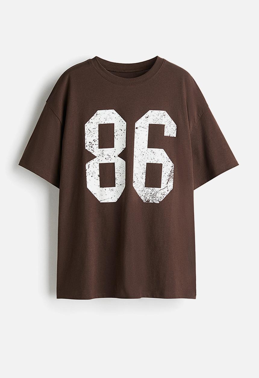 H&M - Oversized printed t-shirt - brown 86