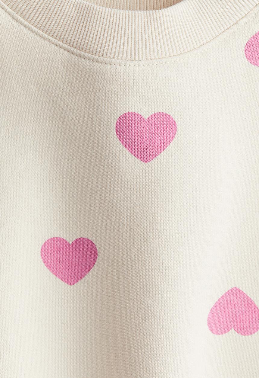 H&M - Oversized brushed-inside sweatshirt - white hearts