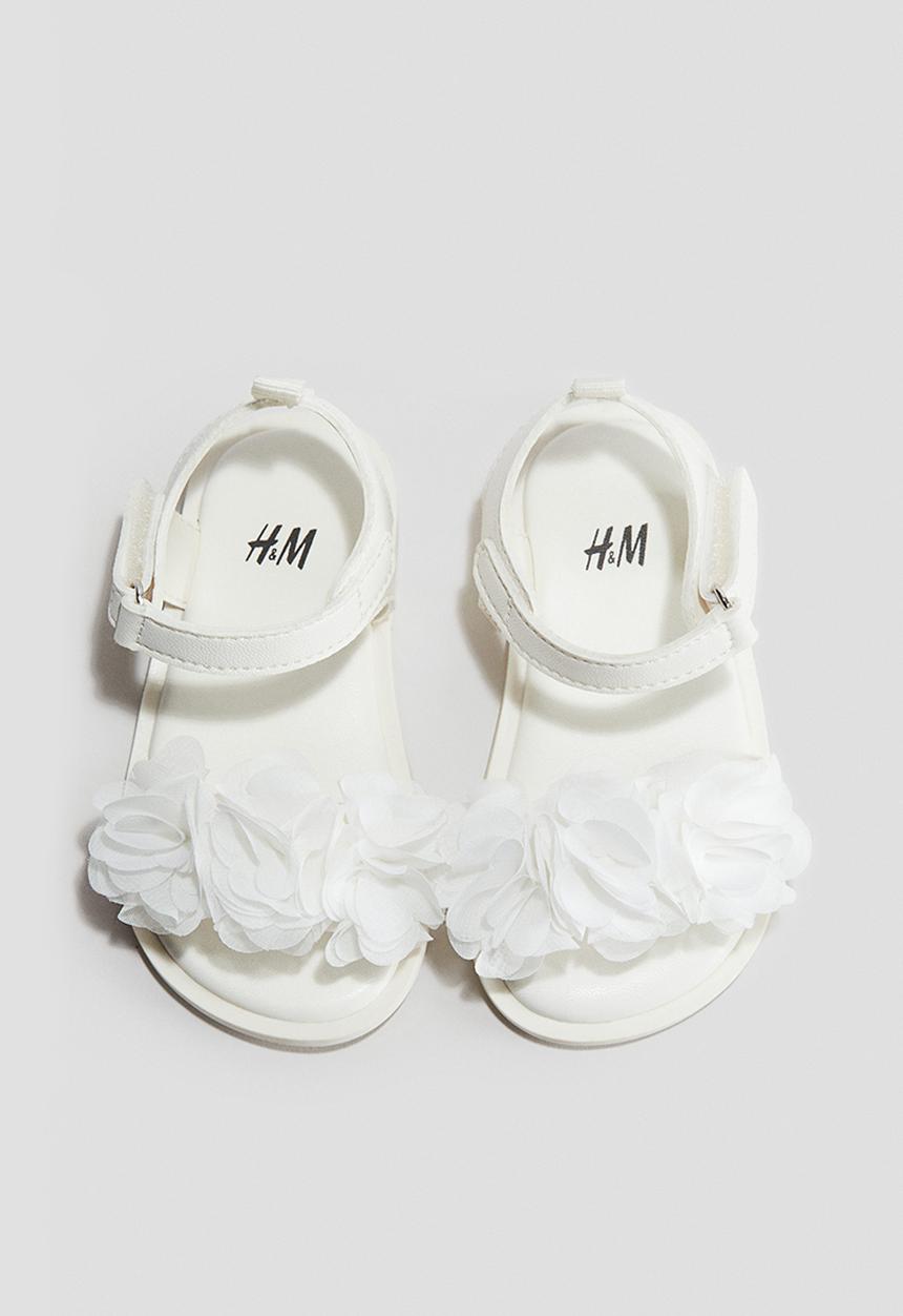 H&M - Appliquéd sandals - white