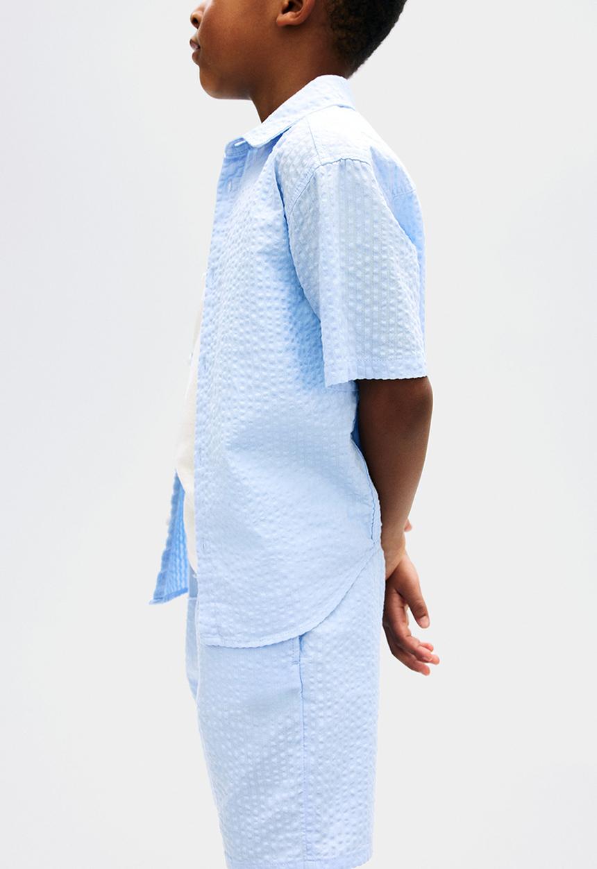 H&M - Cotton seersucker shorts - light blue