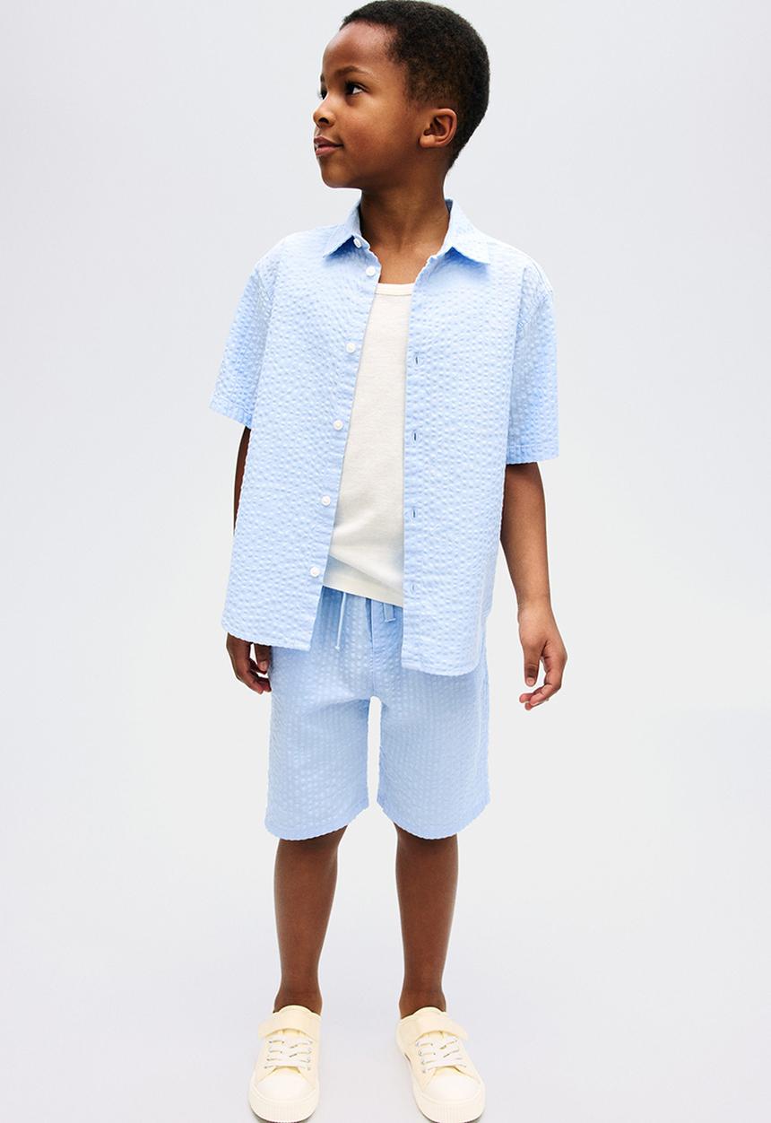 H&M - Cotton seersucker shorts - light blue