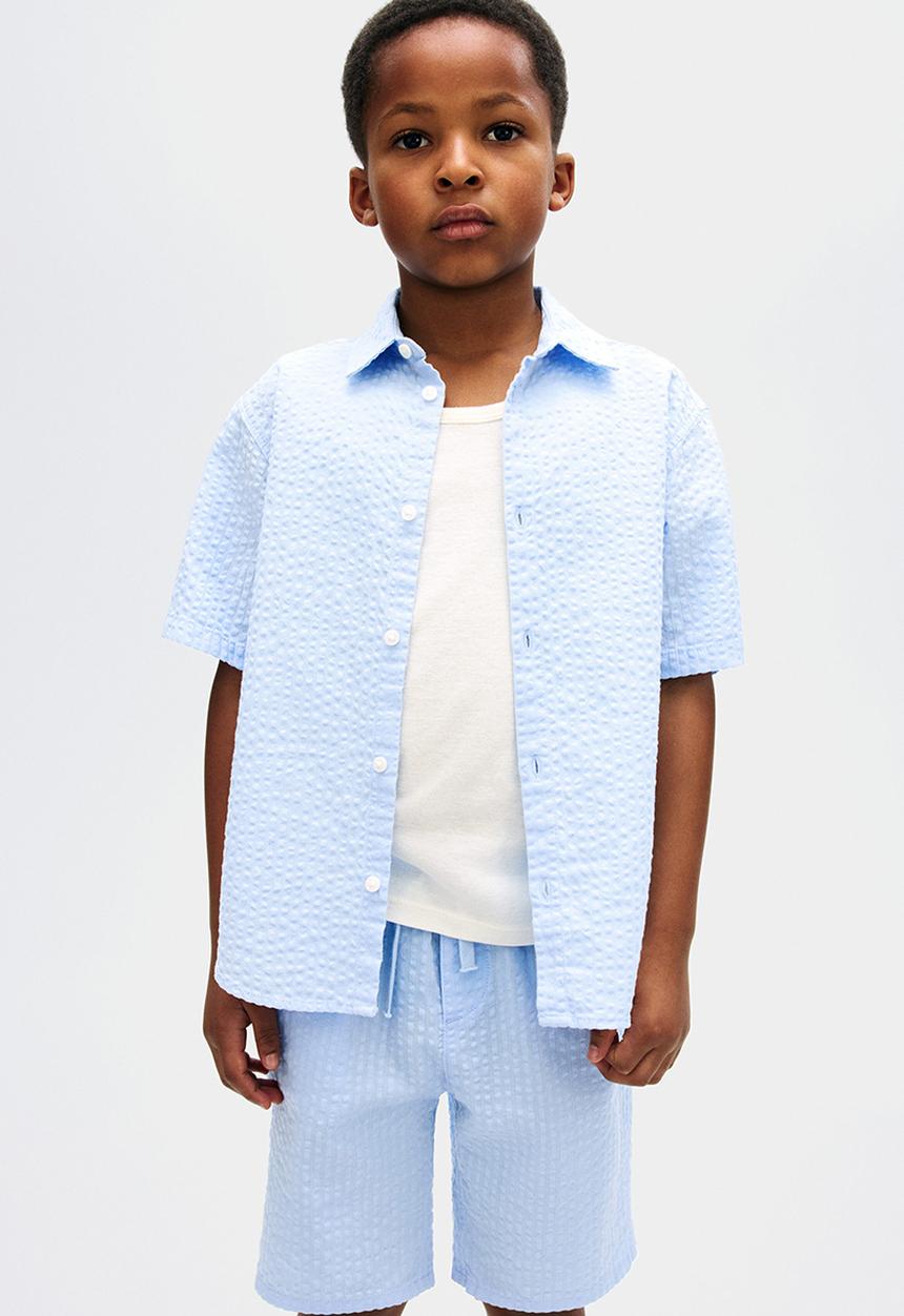 H&M - Cotton seersucker shorts - light blue
