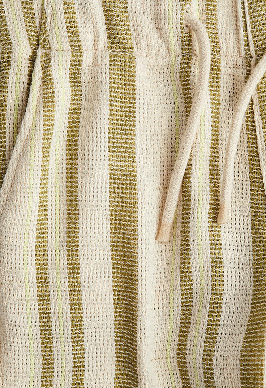 H&M - Cotton-blend shorts - beige & green striped