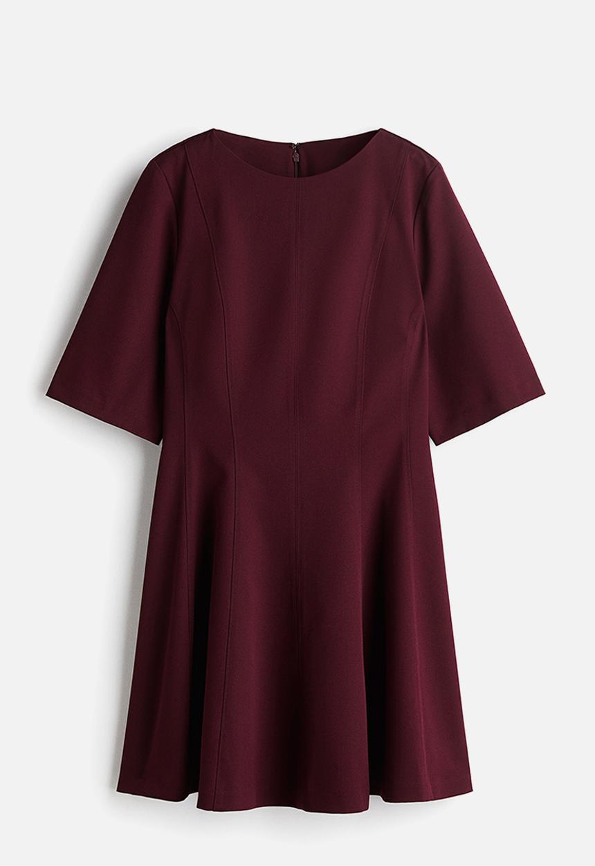 H&M - Waisted twill dress - burgundy