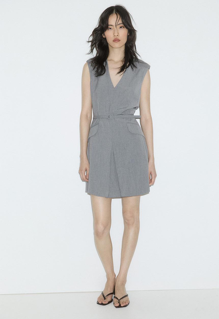 H&M - Belted dress - grey marl
