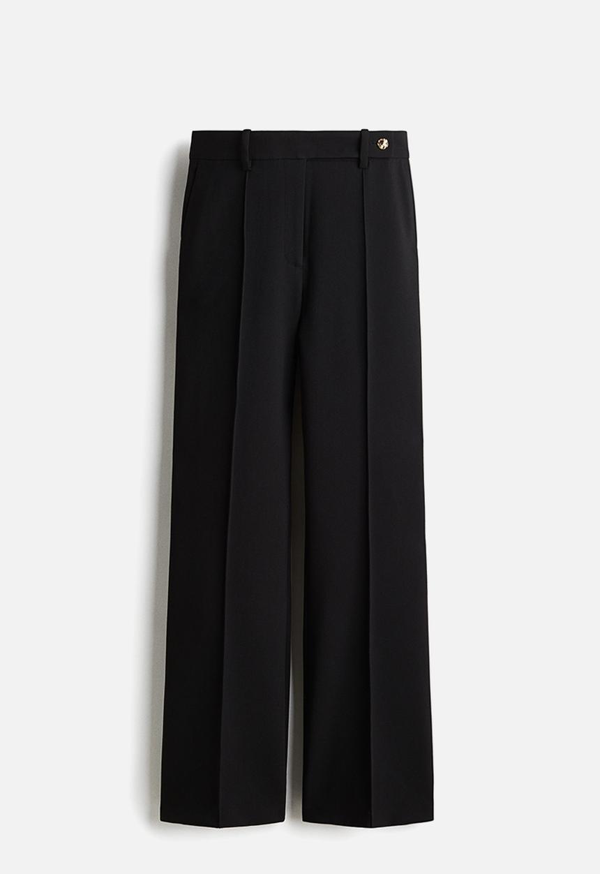 H&M - Flared crease-detail trousers - black