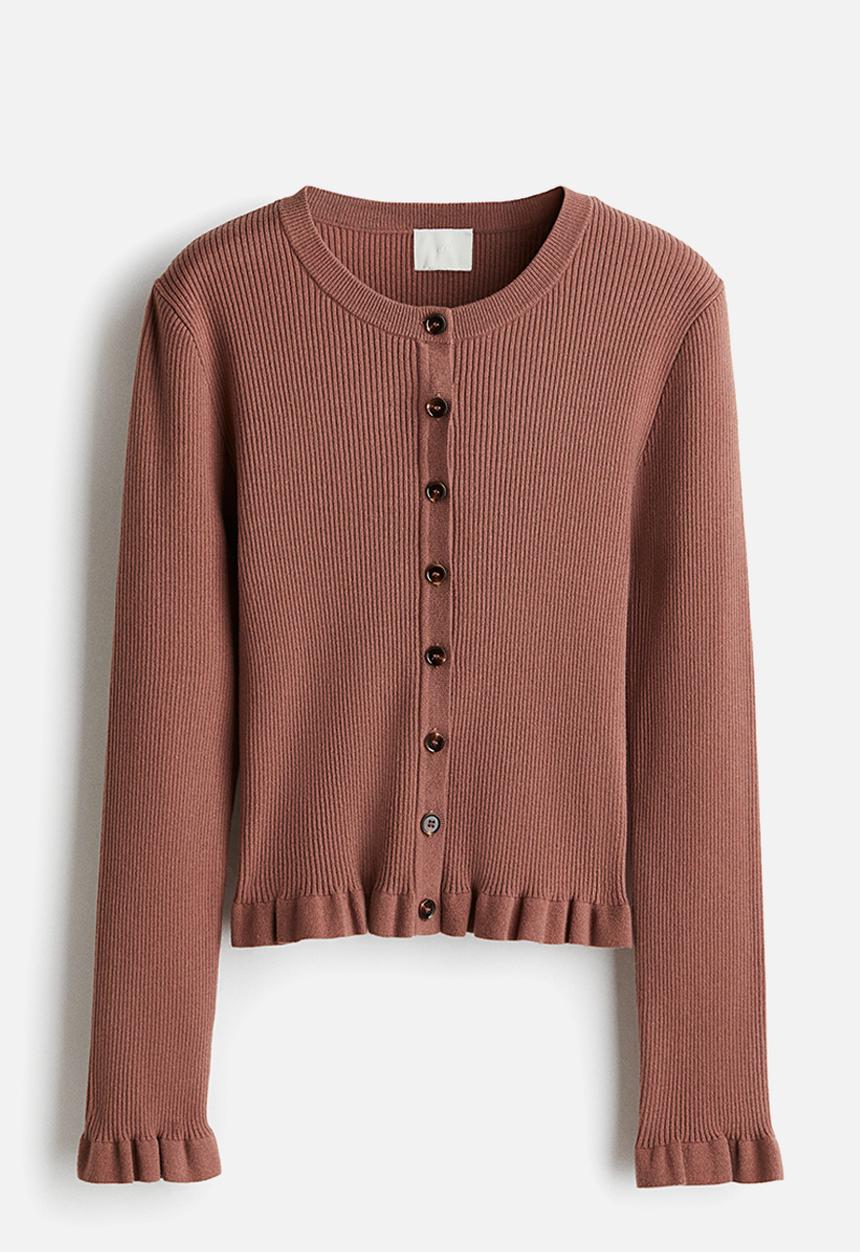 H&M - Rib-knit cardigan - dusty pink