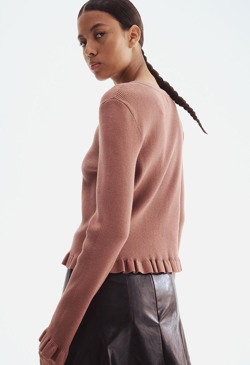 H&M - Rib-knit cardigan - dusty pink