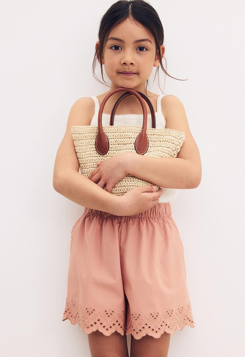 H&M - Broderie anglaise cotton shorts - light dusty pink