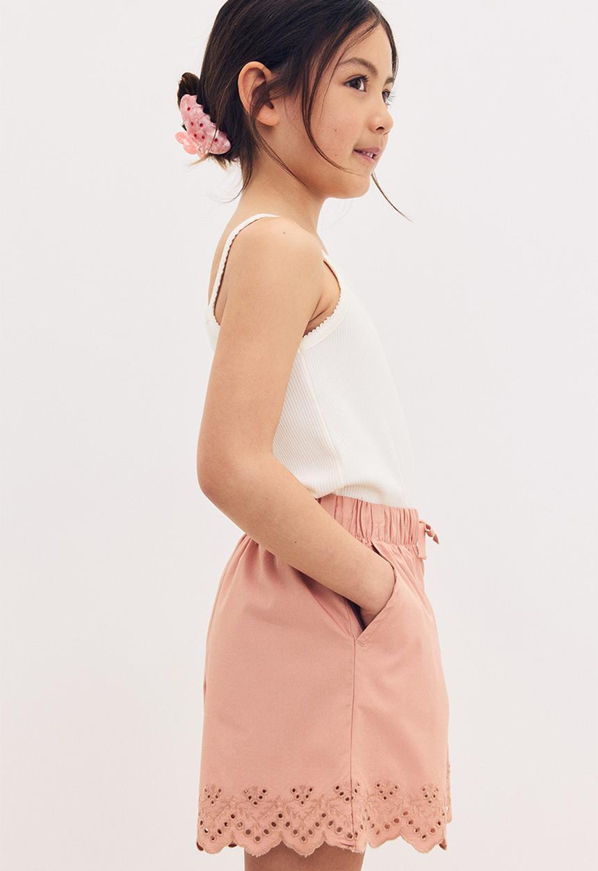 H&M - Broderie anglaise cotton shorts - light dusty pink