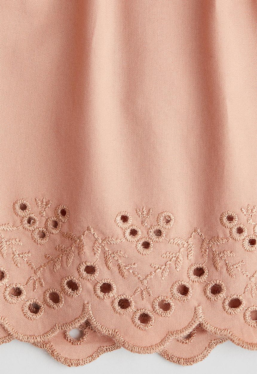H&M - Broderie anglaise cotton shorts - light dusty pink