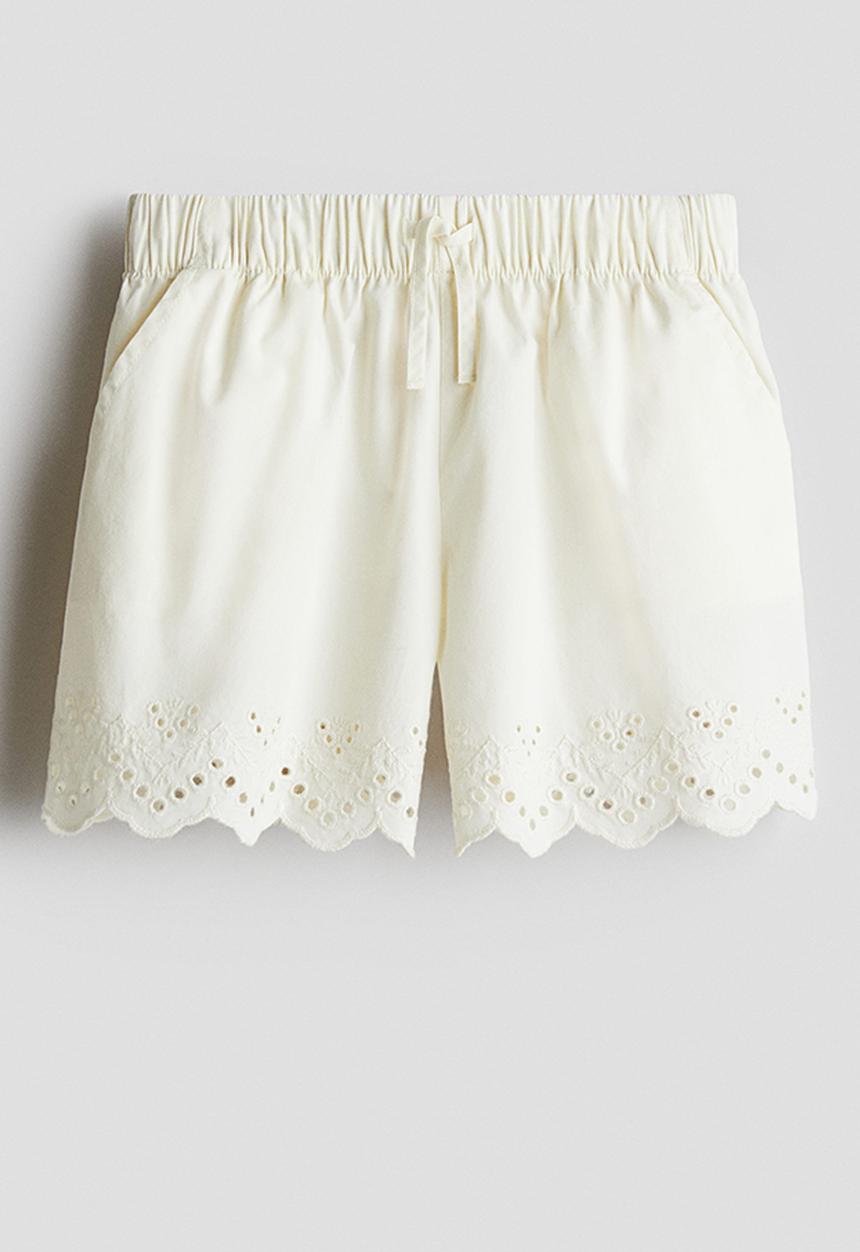 H&M - Broderie anglaise cotton shorts - cream