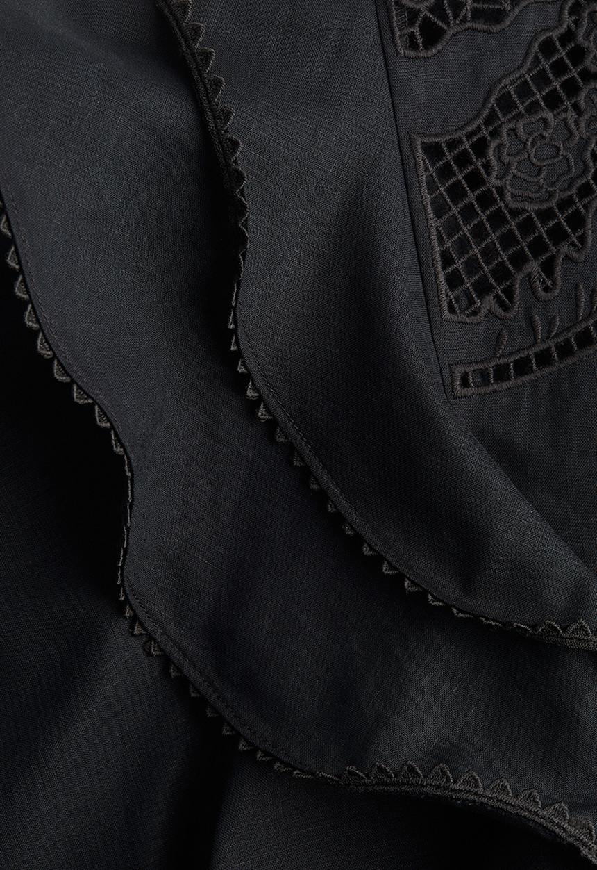 H&M - Linen-blend tunic dress - black