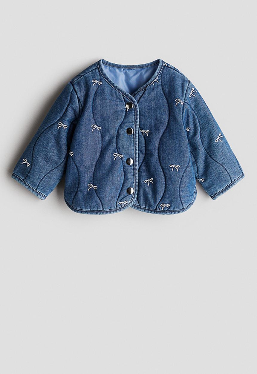 H&M - Quilted denim jacket - denim blue bows