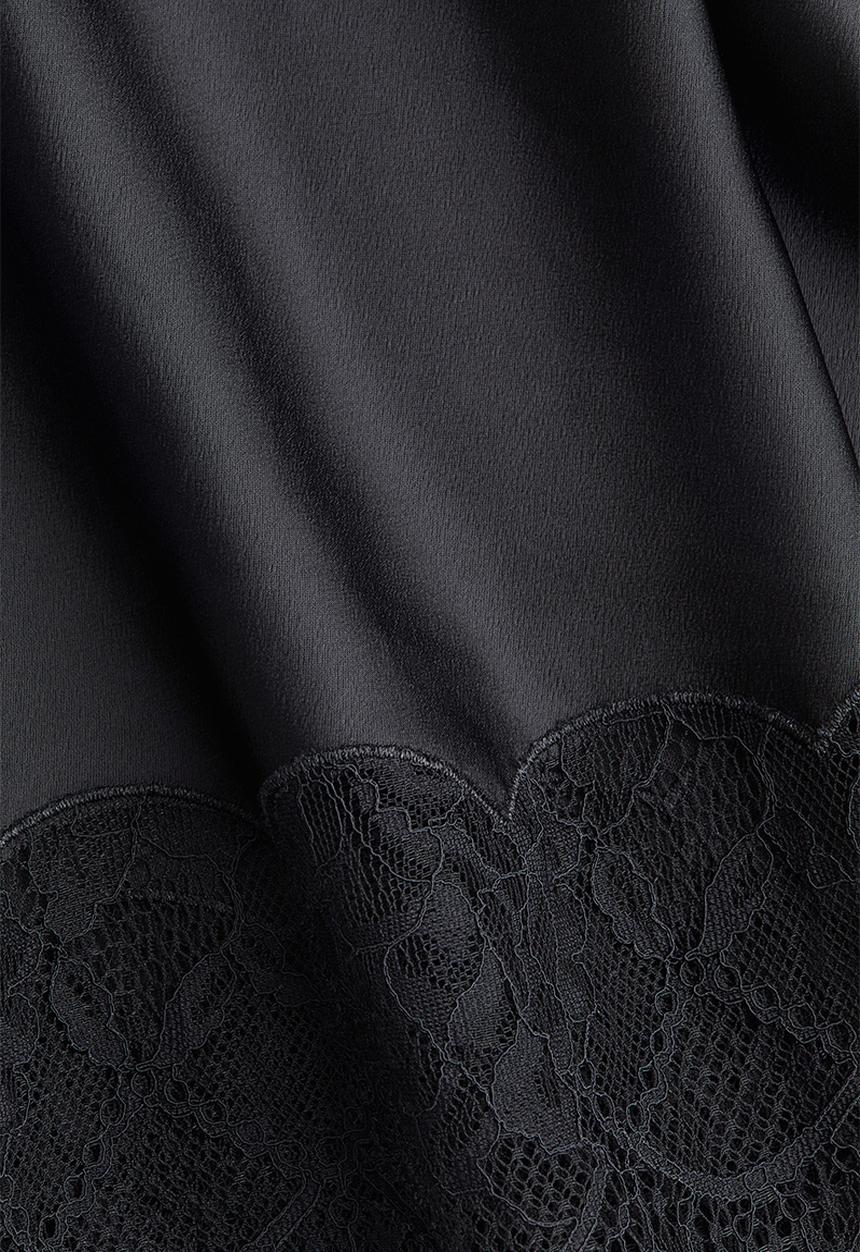 H&M - Lace-trimmed satin skirt - black