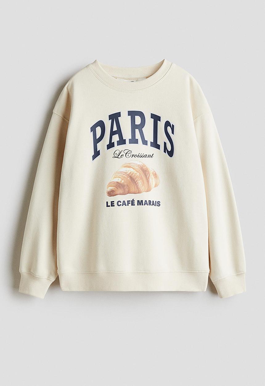 H&M - Printed sweatshirt - cream paris