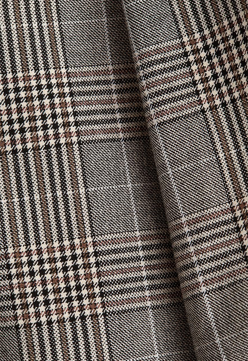 H&M - Flared-skirt dress - beige checked 