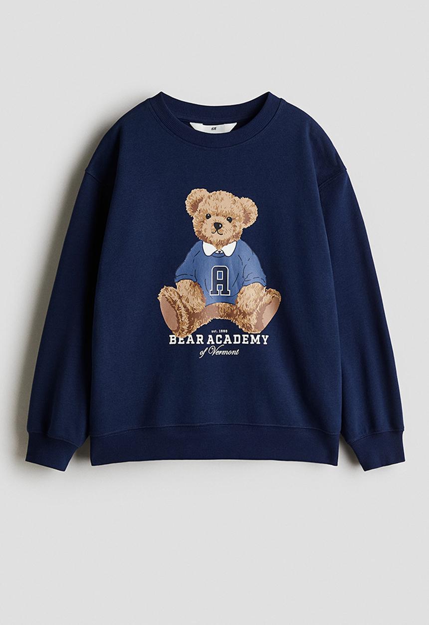 H&M - Printed sweatshirt - navy blue teddy bear