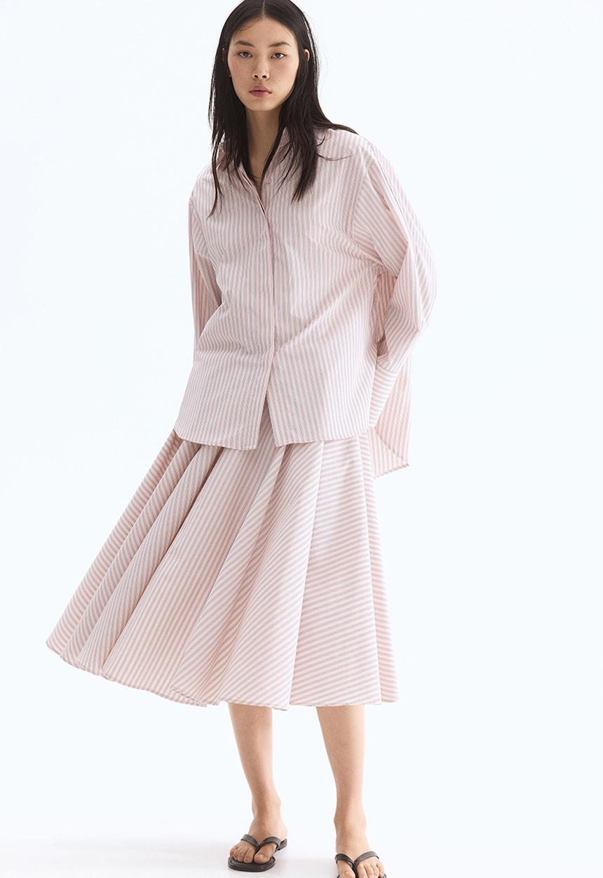 H&M - Jacquard-weave shirt - powder pink striped