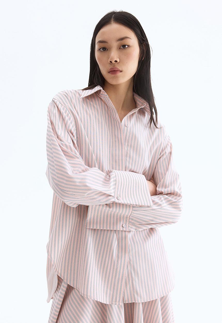 H&M - Jacquard-weave shirt - powder pink striped