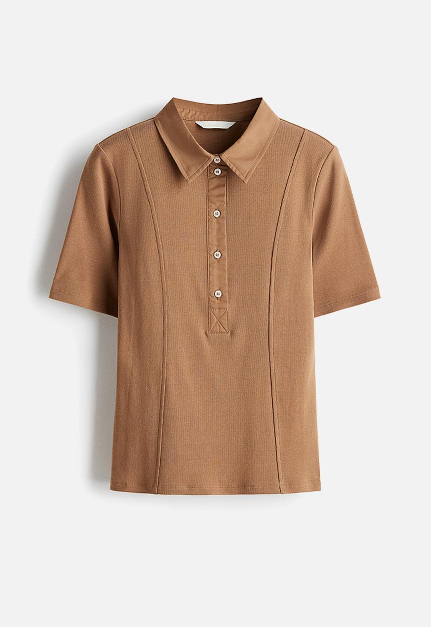 H&M - Collared top - dark beige