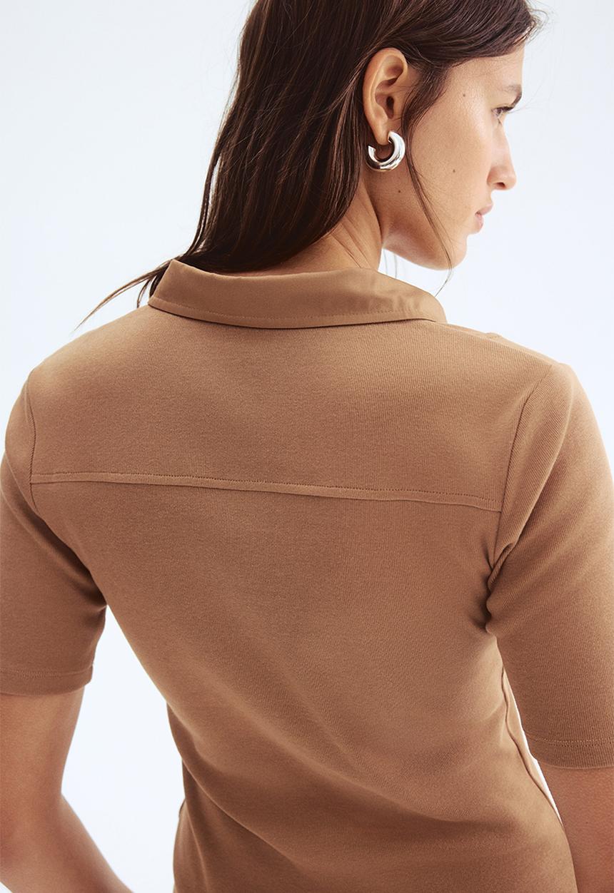 H&M - Collared top - dark beige