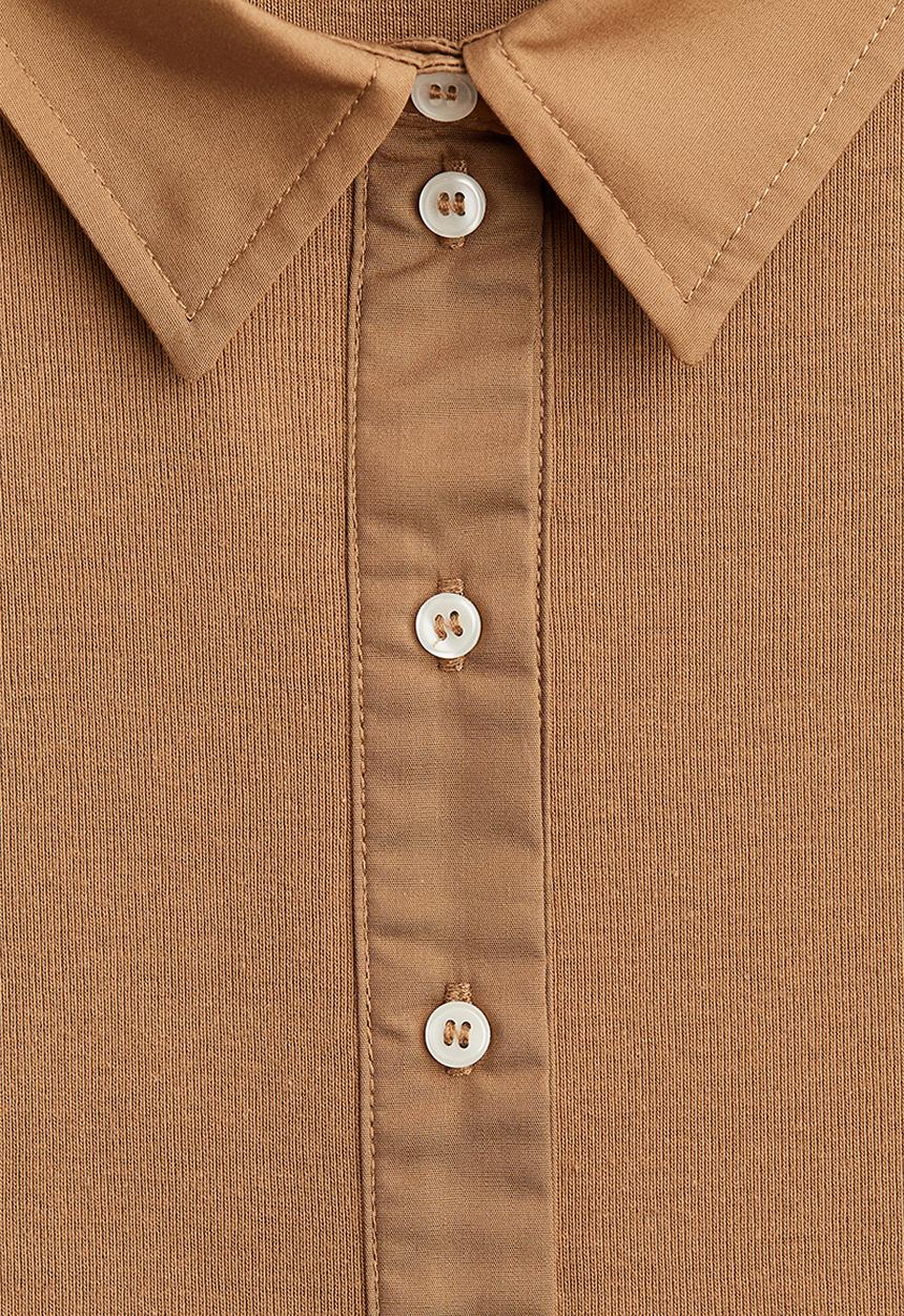 H&M - Collared top - dark beige