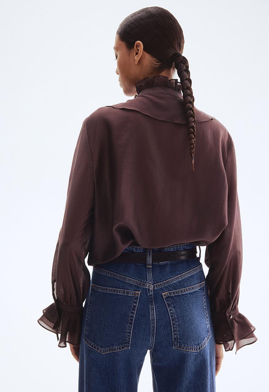 H&M - Flounced blouse - burgundy 
