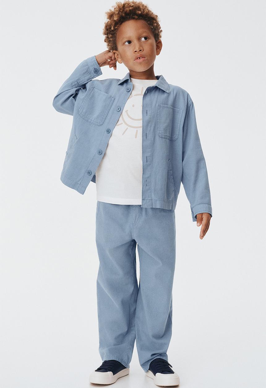 H&M - Linen-blend joggers - light dusty blue