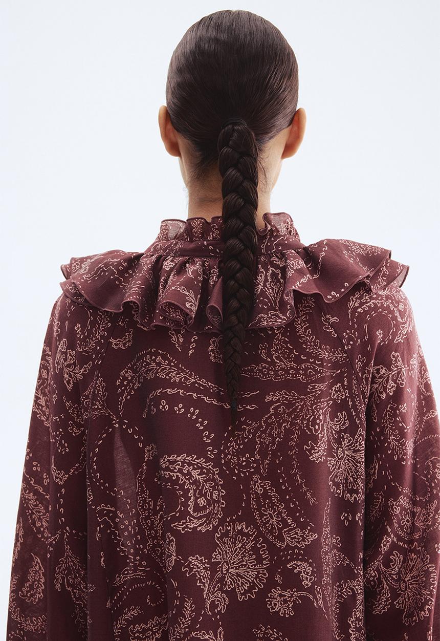 H&M - Ruffled dress - burgundy paisley pattern 