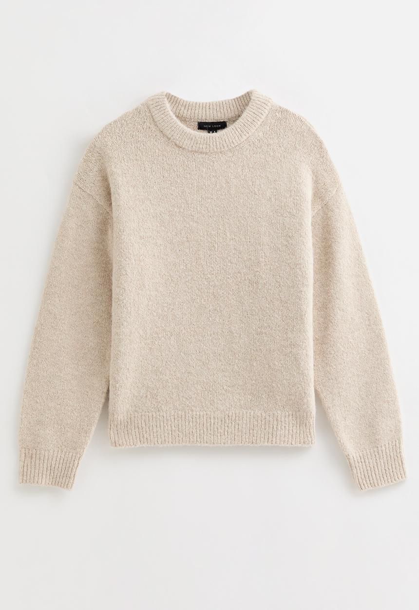 New Look - Crew Neck Oversized Textured Knit Jumper - cream