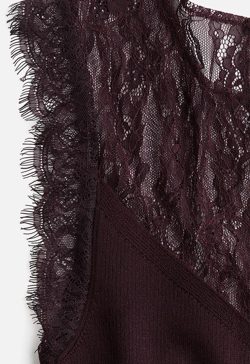 H&M - Lace-detail top - burgundy