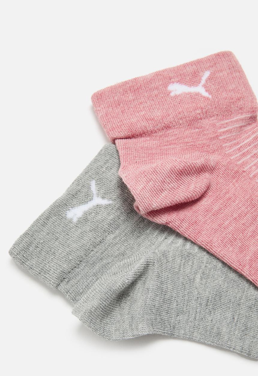 PUMA - Ladies 2 pk ankle socks - med grey heather & brick melange