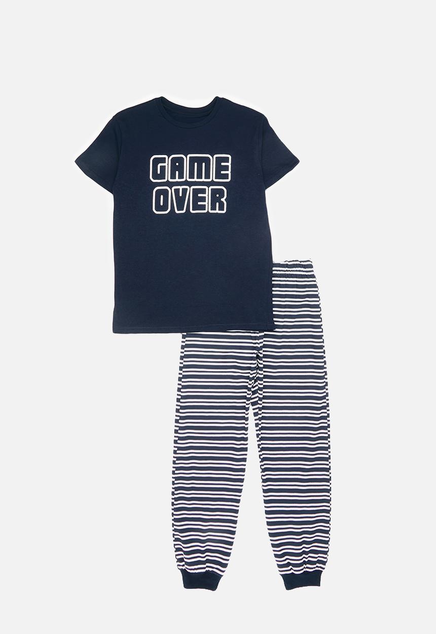 Pop Candy - Pj set - dark navy/dark navy stripe