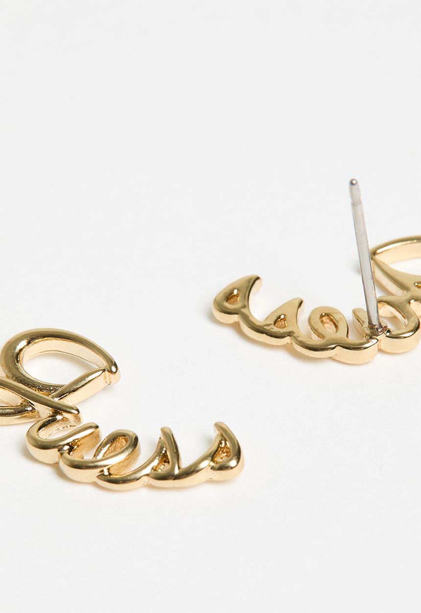 Boho Chic Script Studs - Gold